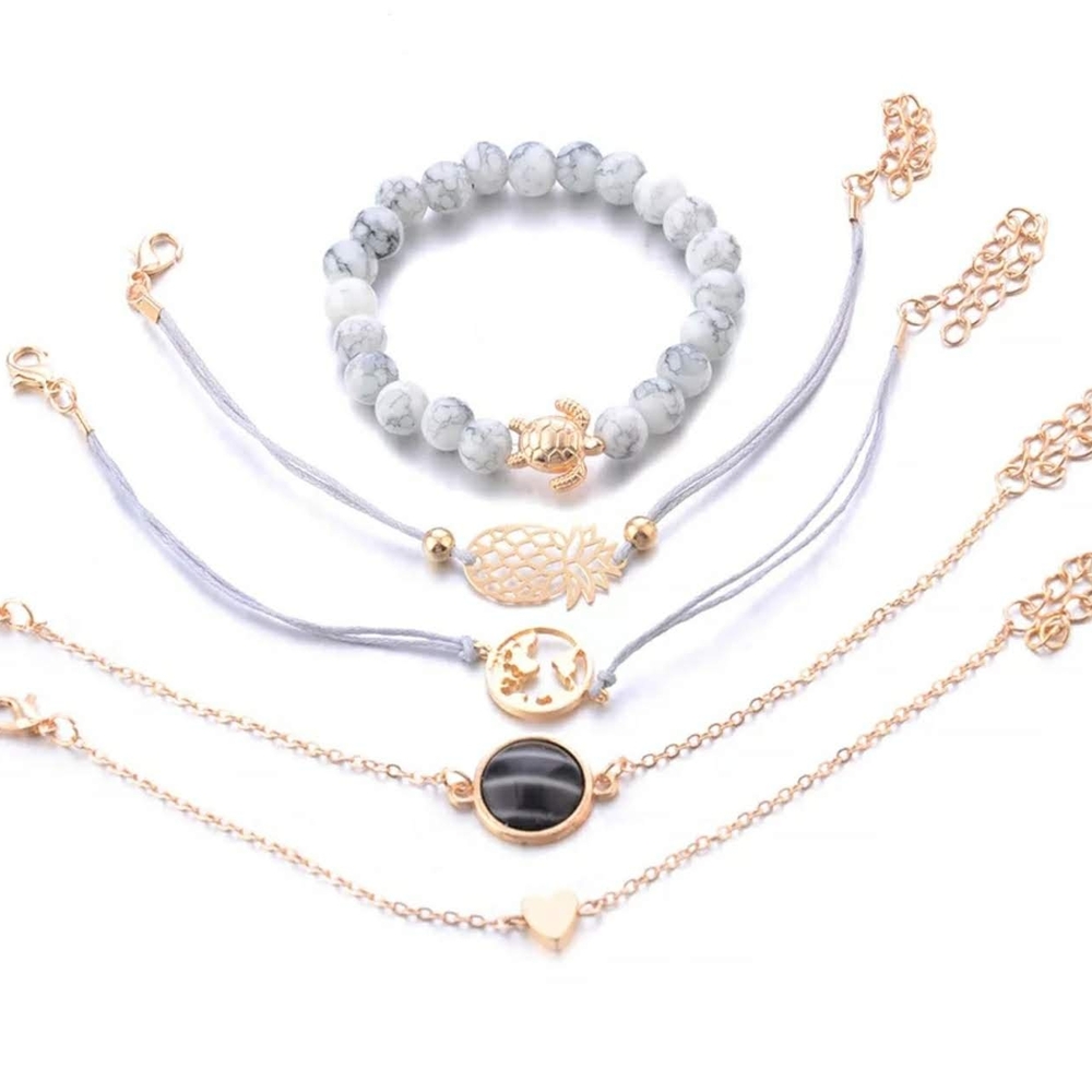Elegant Gold and Silver Bracelet Set